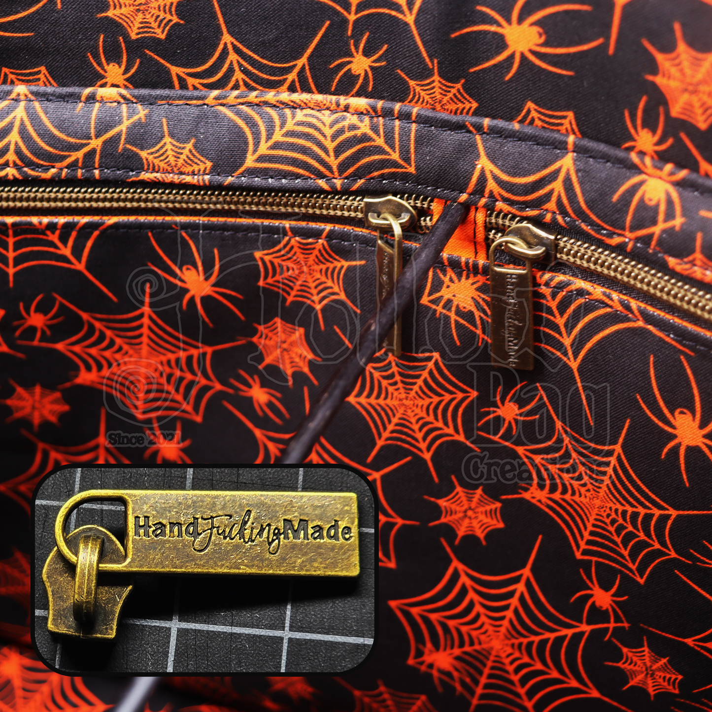 Temper Tote - Spiders & Webs Orange