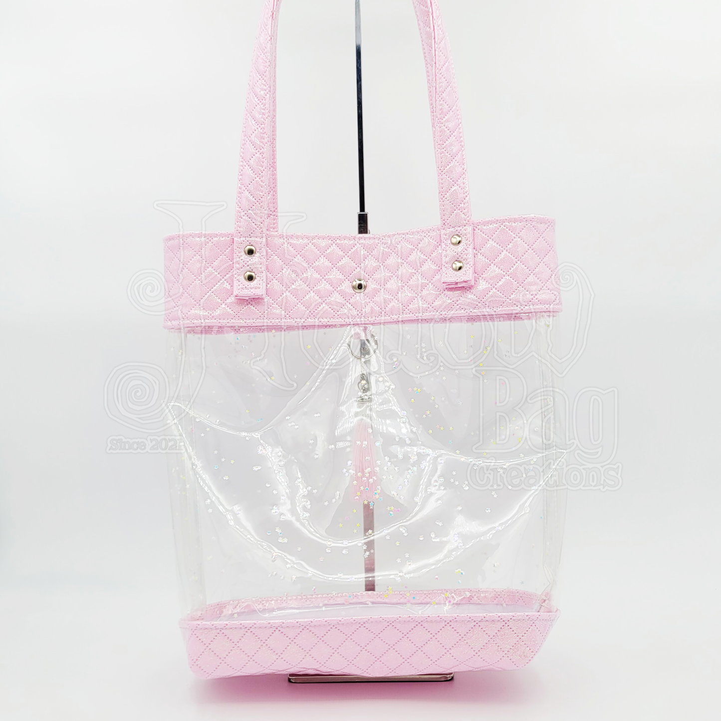 Clear Tote w/pouch - Pink Marshmallow – Hollow Bag Creations