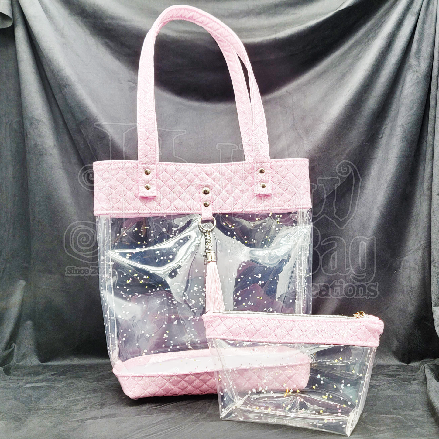 Clear Tote w/pouch - Pink Marshmallow