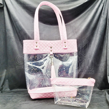 Clear Tote w pouch Pink Marshmallow Hollow Bag Creations